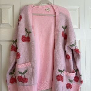 BiBi Pink Cherry Cardigan Sweater